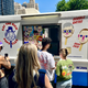 The MSCHF popsicle truck pulls up at Columbus Circle in New York City.